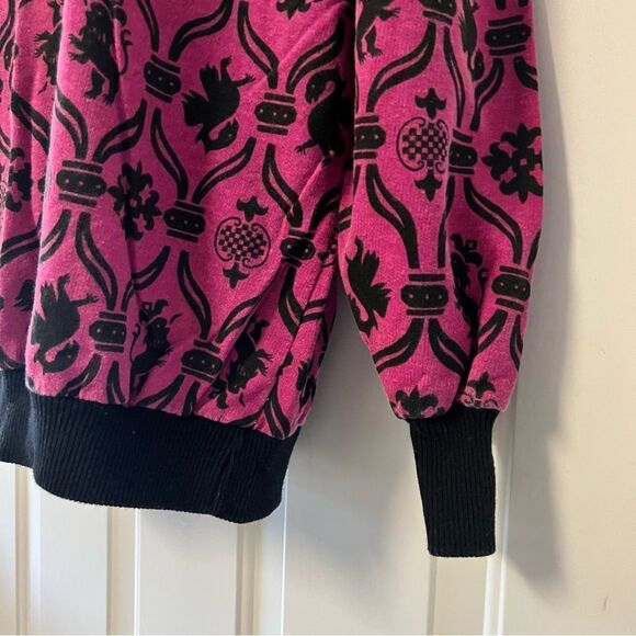 VTG 80's 90s Pink Black colorful Damask print Drop Shoulder Boxy sweatshirt M - Picture 3 of 12